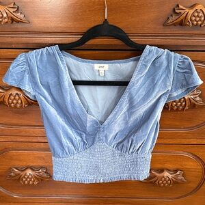 Aerie Blue Velvet Crop Top